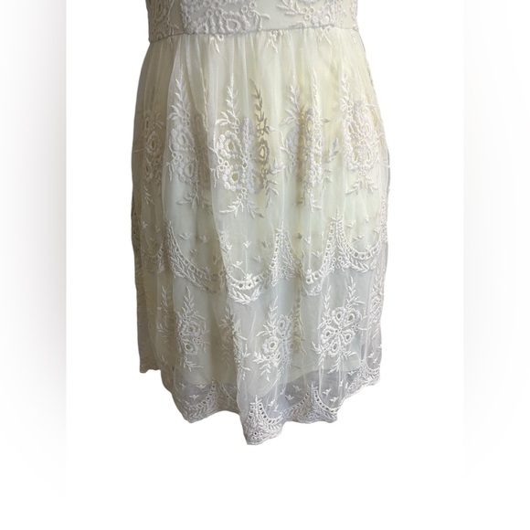 Ivory Embroidered Halter Lace Dress | Boho Summer Party | Size S - Picture 3 of 10